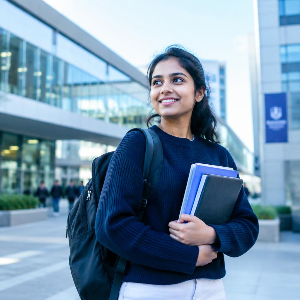Student on a university campus abroad
