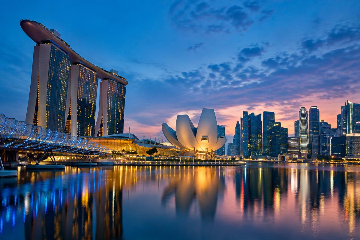 Marina Bay business district skyline in Singapore