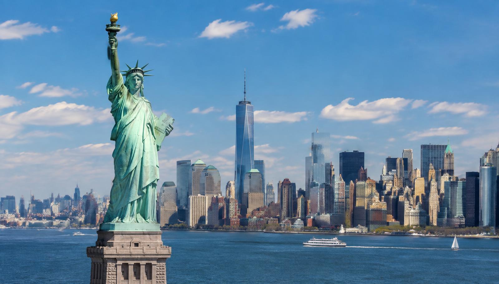 New York City skyline with the Statue of Liberty